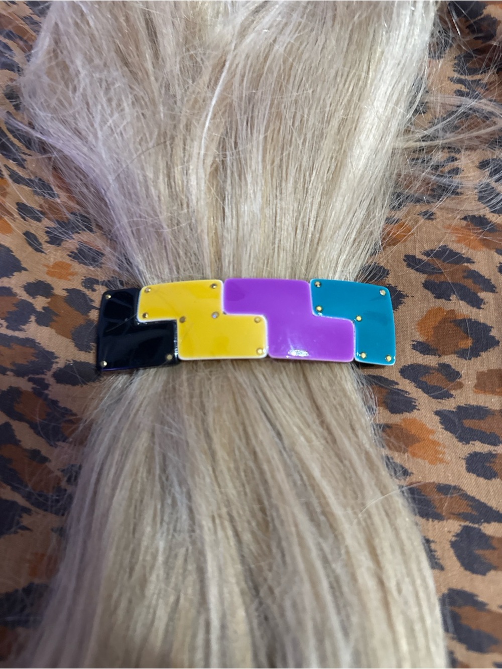 Source Unknown Multicolor Enamel Hair Clip - Black, Yellow, Purple, Teal